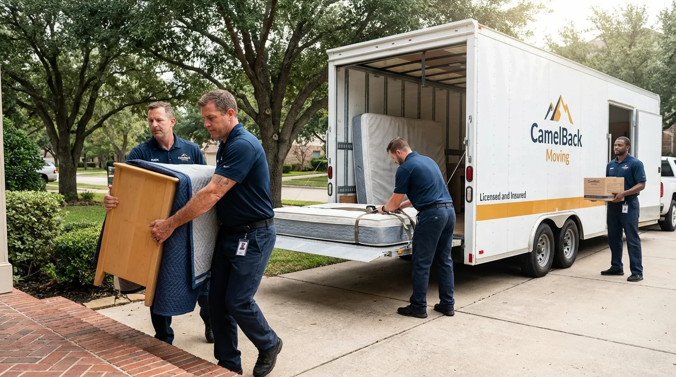 Crew loading residential truck for cross-state move from Point Roberts, WA
