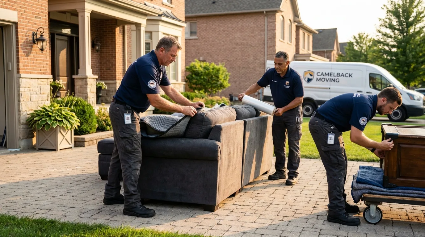 Large estate moving crew wrapping furniture in Point Roberts, WA